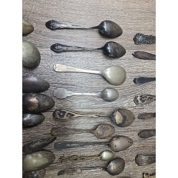 Lot of 44 Vintage Antique Silverplate Flatware Spoons Forks Crafting Silverware - Picture 14 of 16